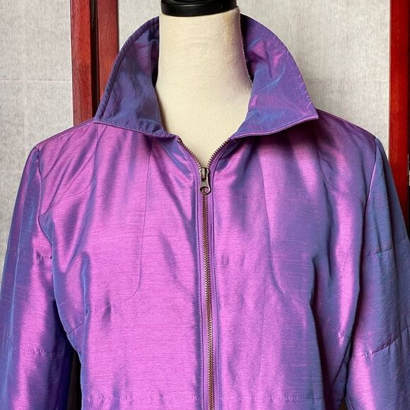 Spanner Nylon Iridescent Purple Full Zip Winter Coat with Zipped Pockets (Large) - Picture 3 of 8